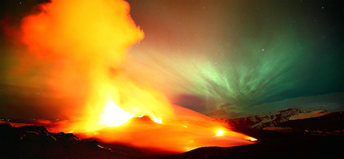 火山與北極光